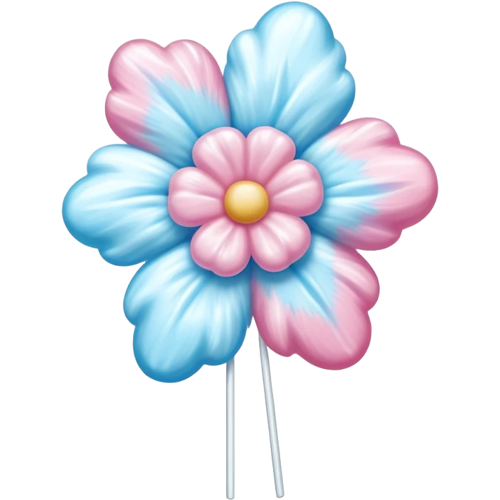 Fluffy cotton candy flower with shiny, glazed sugar strands and glistening highlights emoji