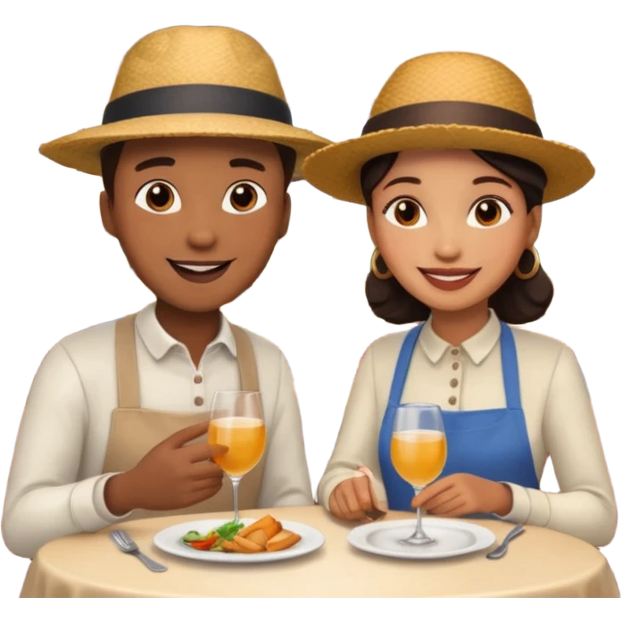 conversación dentro de un restaurant  dos personas emoji