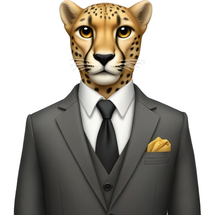 A cheetah in a classic suit emoji