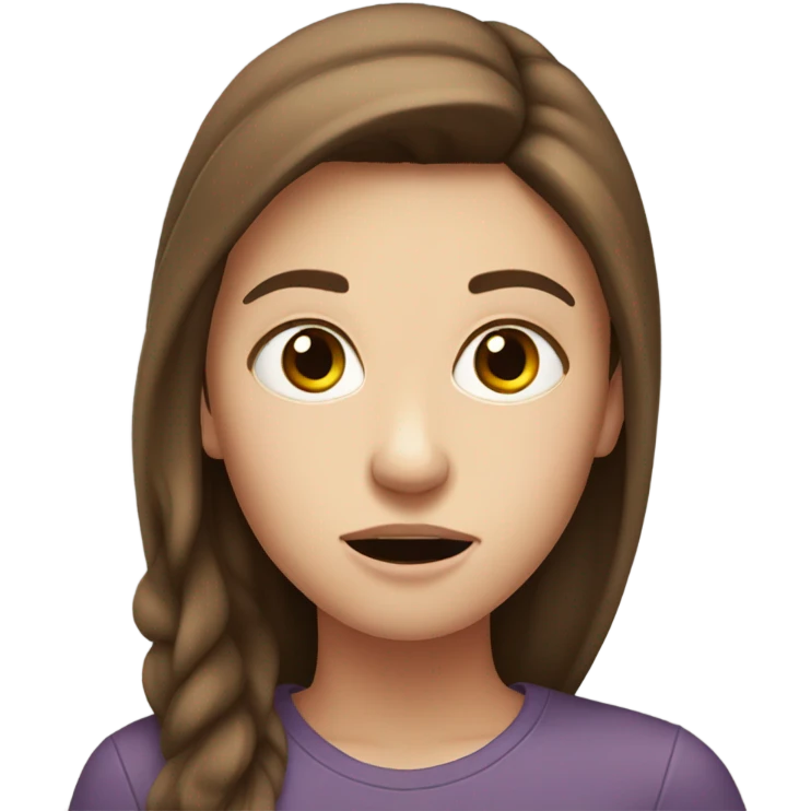 white girl with brown hair with a stink face emoji