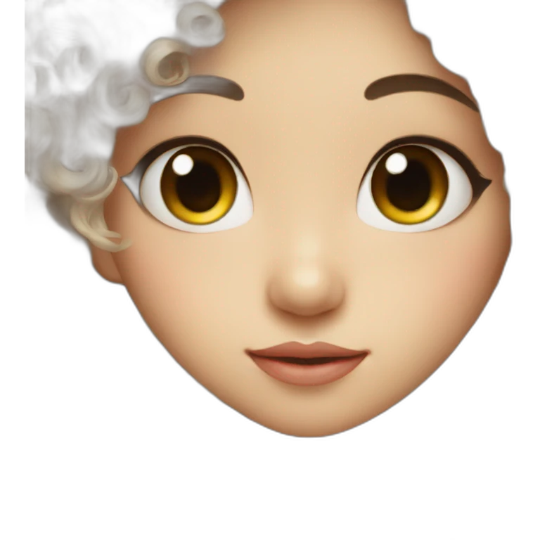 Cute asian girl long eye lashes and curly hair emoji