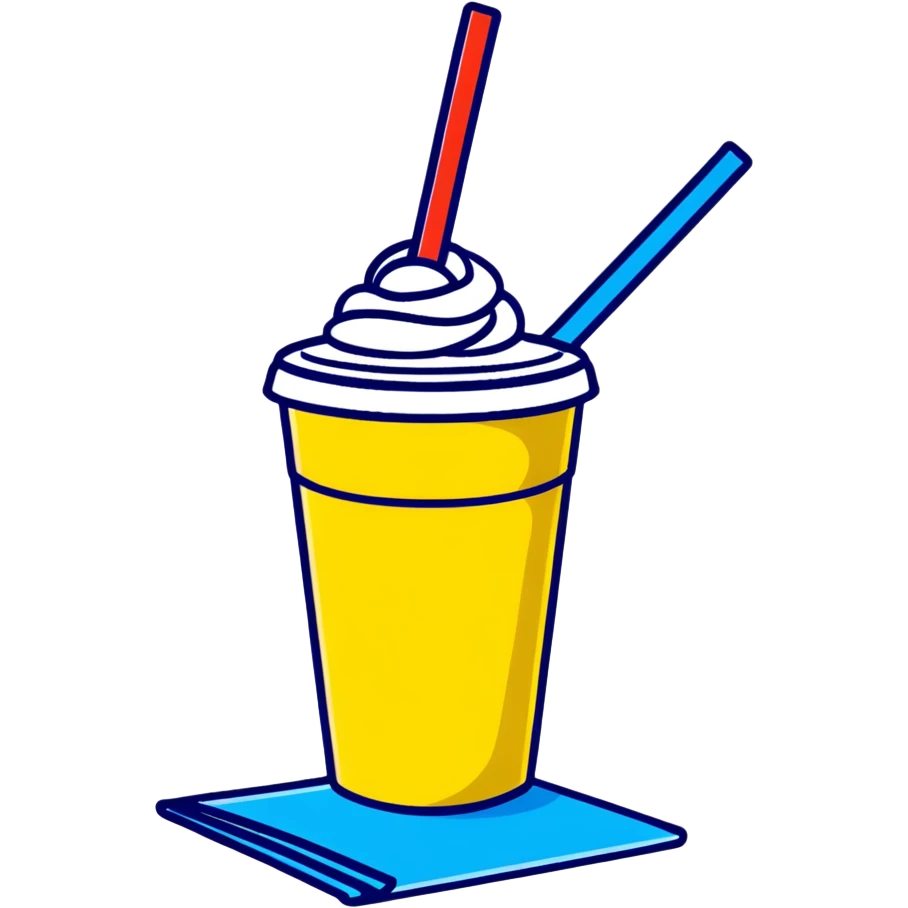 napkins, soda straws, yellow disposable cup emoji
