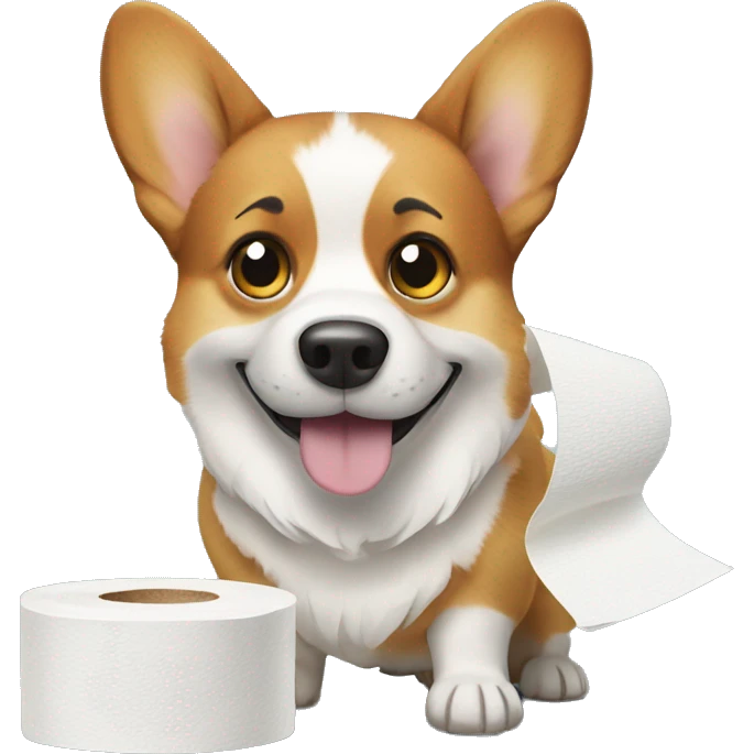 Corgi dog with toilet paper emoji
