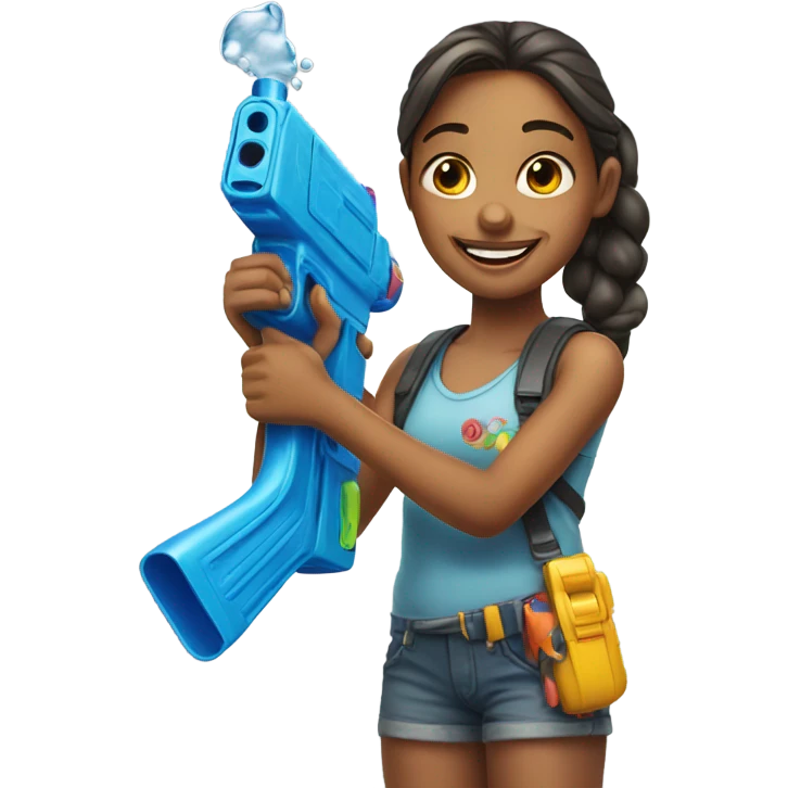 girl smiling with watergun  emoji