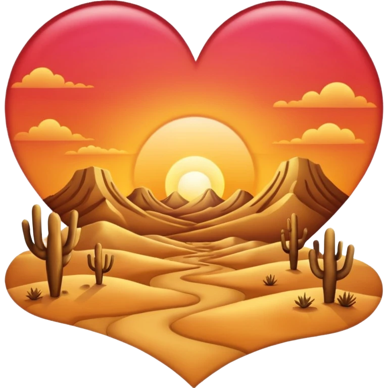 heart with a desert sunset theme, clean digital illustration emoji