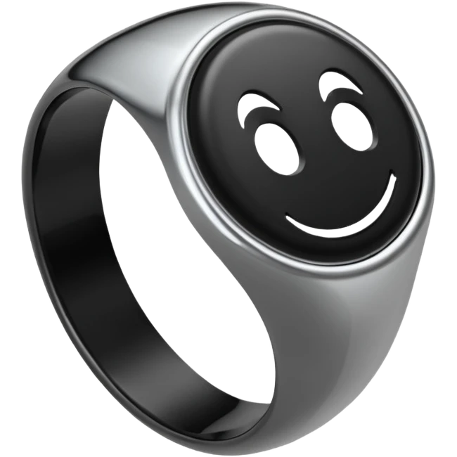 iOS emoji, minimal dark fantasy ring, black metal, flat emoji