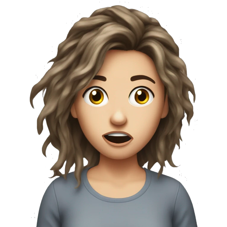 katie bell messy hair and shock emoji