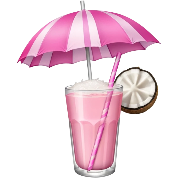 coconut drink with pink umbrella and a pink line straw emoji