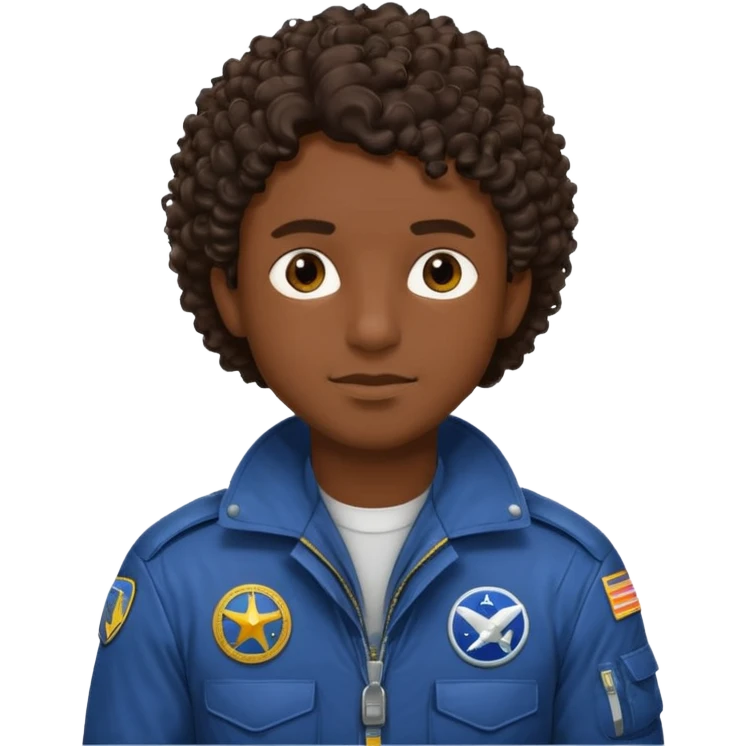 A male pilot with dark skin and close-cut curly hair emoji
