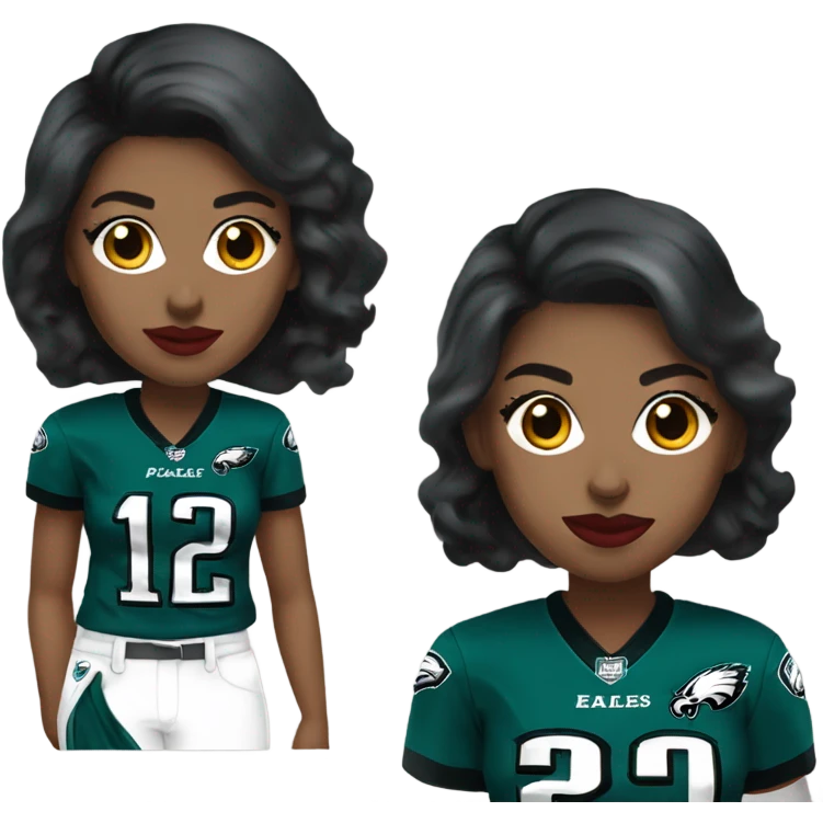  White female dark hair red lips wearing Philadelphia Eagles jersey emoji