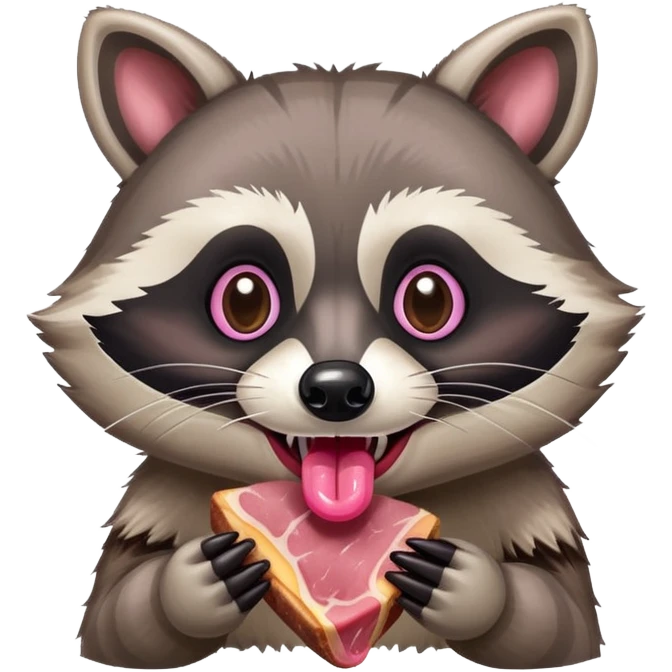 raccoon eating SPAM meat EMOJI  emoji