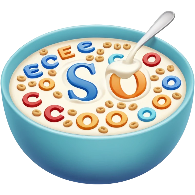 milk with letter cereals inside spelling SEO emoji