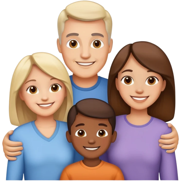 happy family with parents and two children smiling together emoji