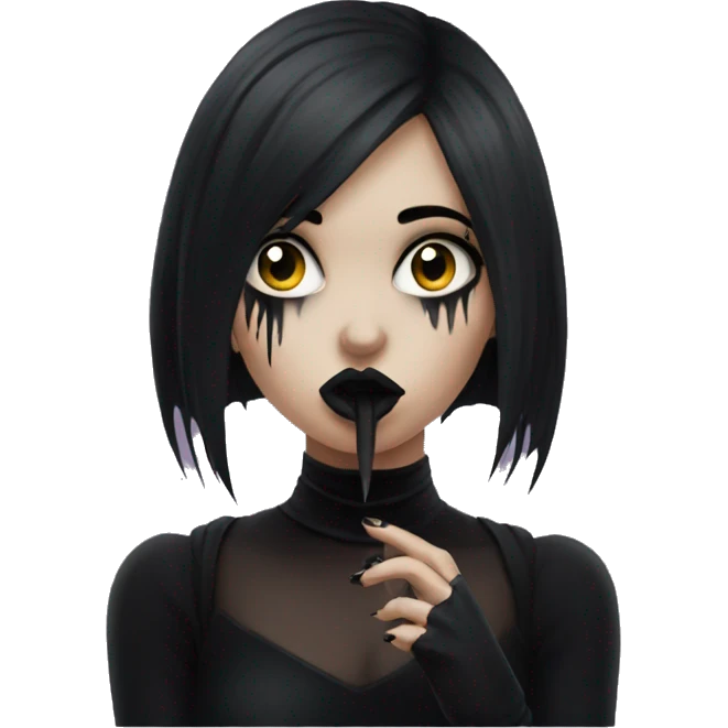 Goth girl blowing kiss emoji