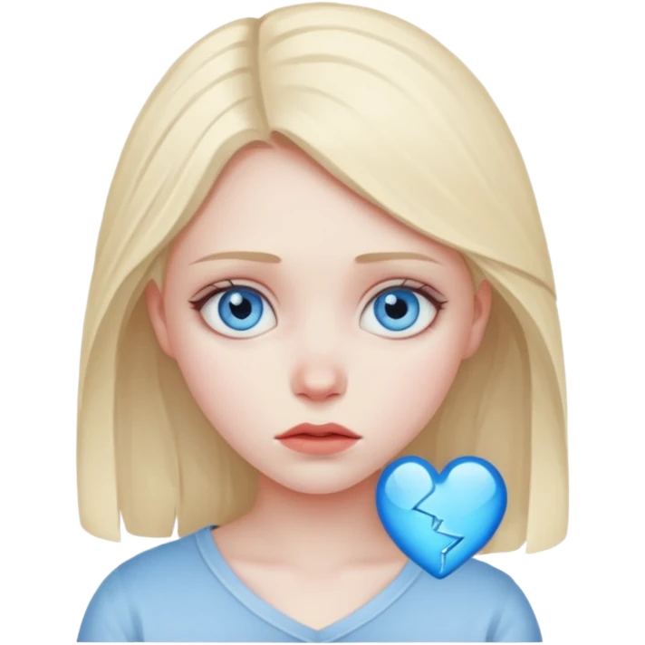 blue eyed girl with broken heart emoji