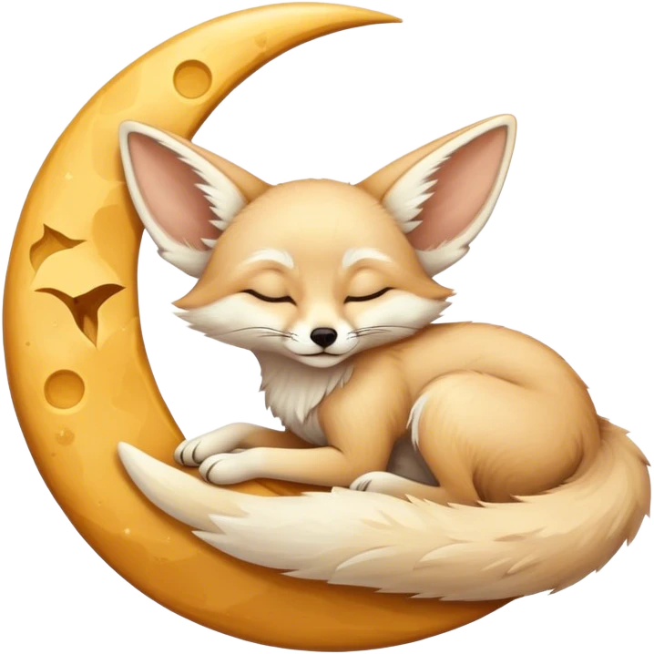 fennec sleeping on a moon sickle  emoji