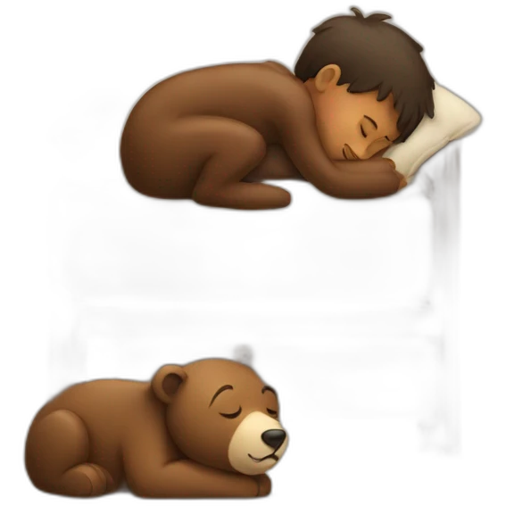 boy sleeping on a bear emoji