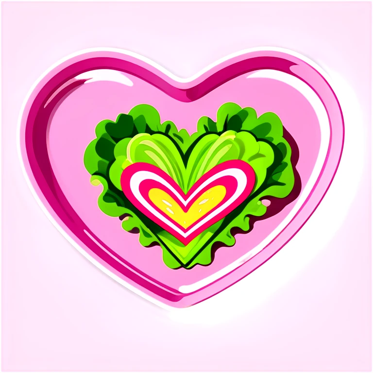 green salad in a pink heart shaped plate   emoji