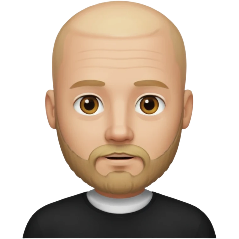 Bearded bald blonde man black shirt bald emoji