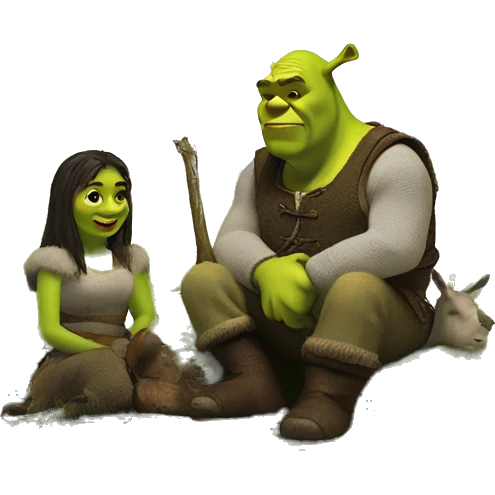 shrek and donkey chilling in a swamp emoji