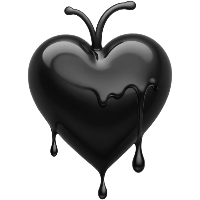 black ink heart emoji with ink streaks emoji
