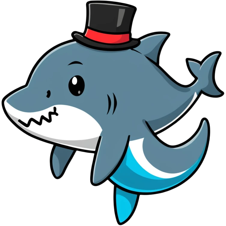 Shark with a top hat emoji