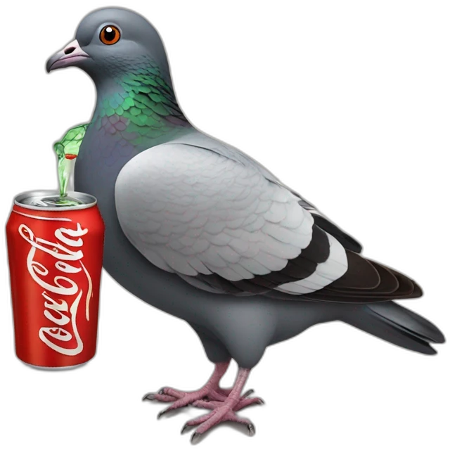 Pigeon drinking coke emoji