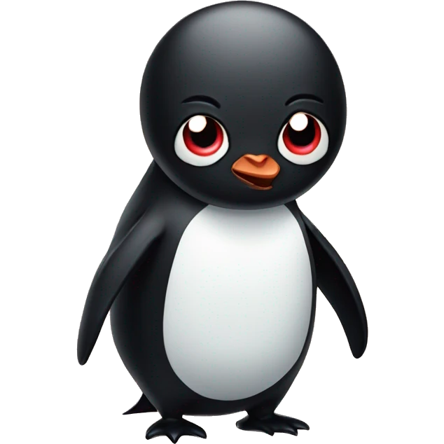 Devil penguin hugging Penguin with no hair emoji