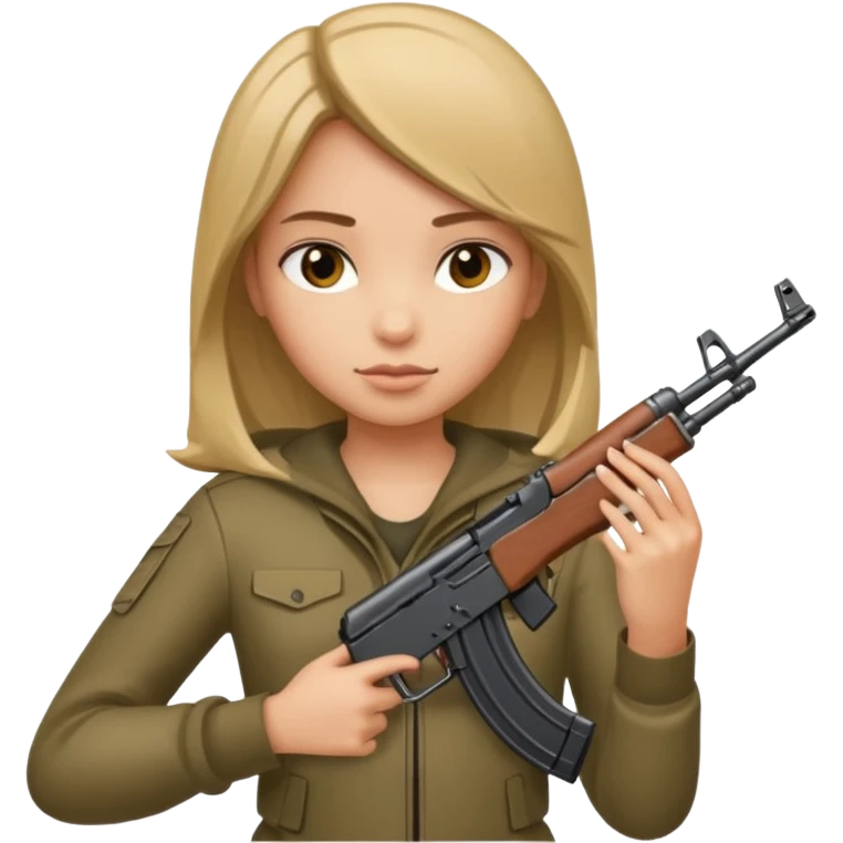 Girl holding AK-47 ￼ emoji