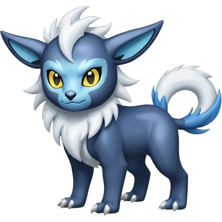 White glossy soft silky furry iridesent Absol-Shinx-Luxray-fusion-hybrid, full body emoji