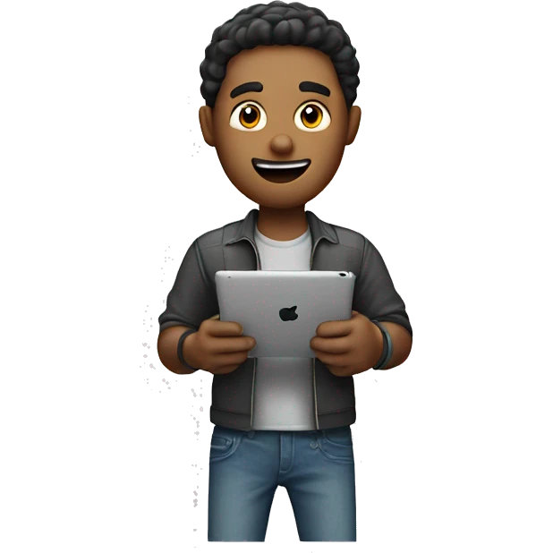 Man playing video game on ipad emoji