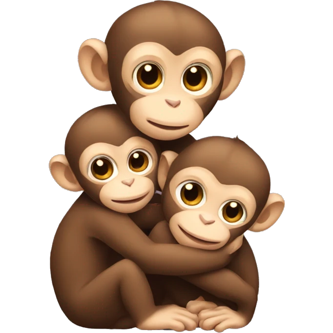 three baby monkeys hugging  emoji