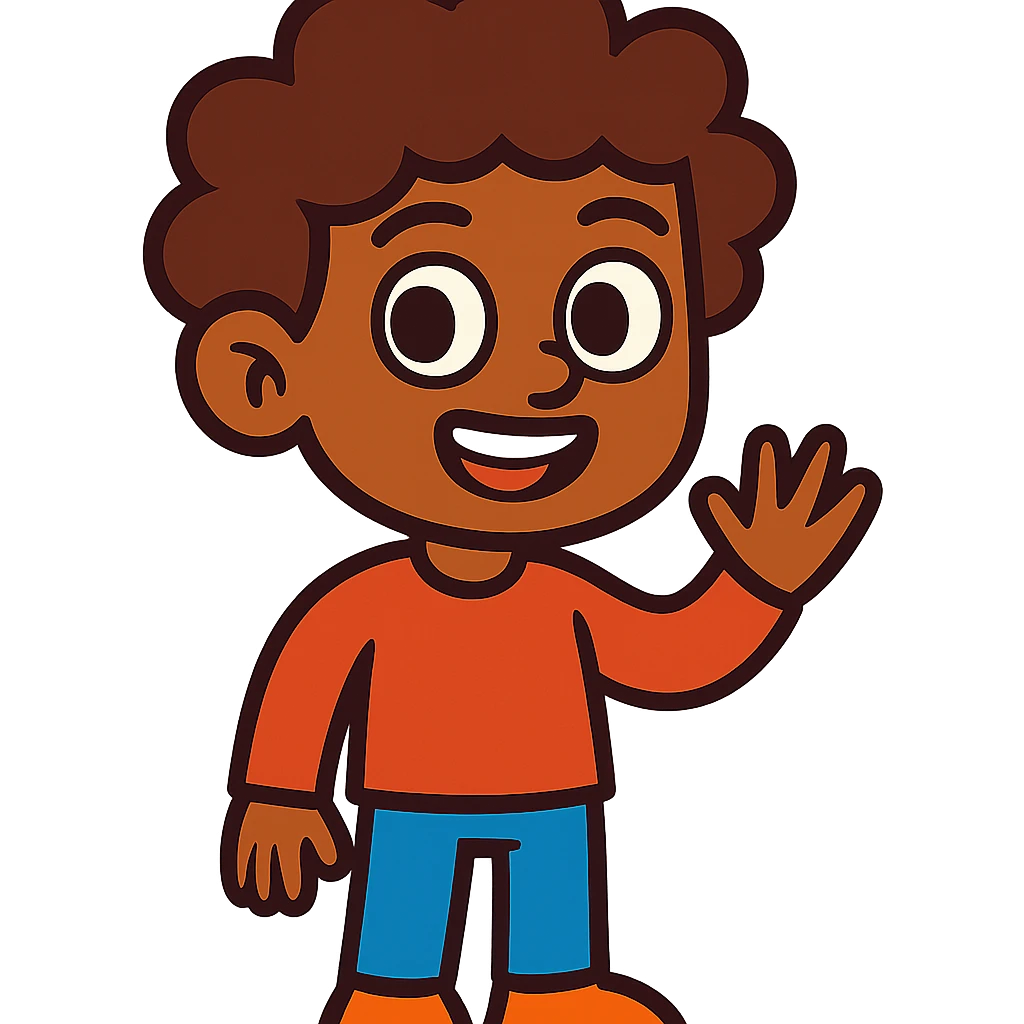 character with curly brown hair, brown eyes, brown skin emoji