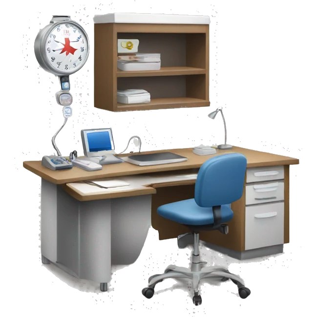 NURSE OFFICE DESK WITH AMERICAN CROSS  emoji