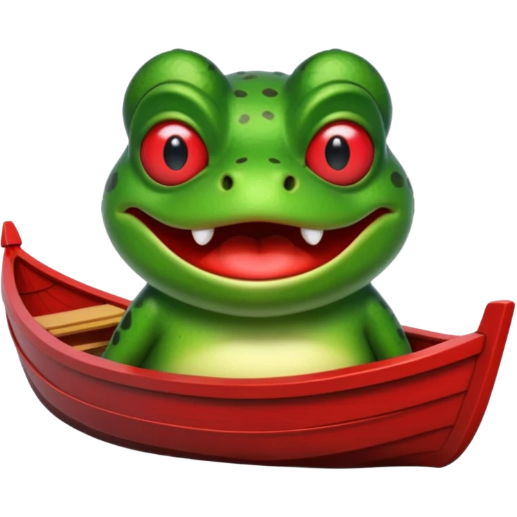 Angry frog on a boat emoji