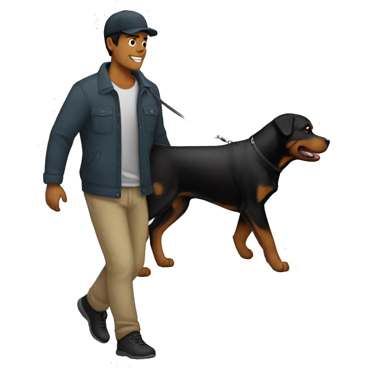 man waling rottweiler emoji
