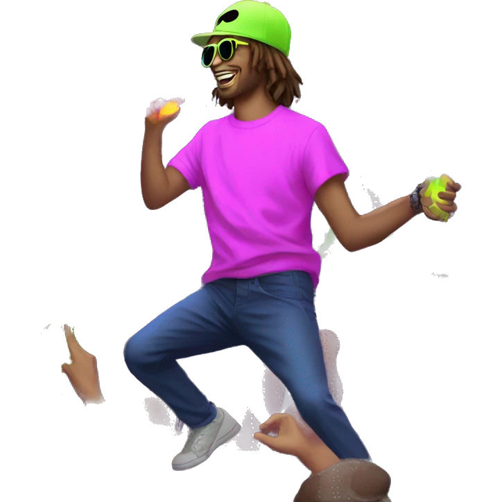 420 Rave party dancing neon smoking emoji