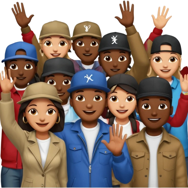 Crown of African American men and women as fans in crowd of hip hop rap concert emoji