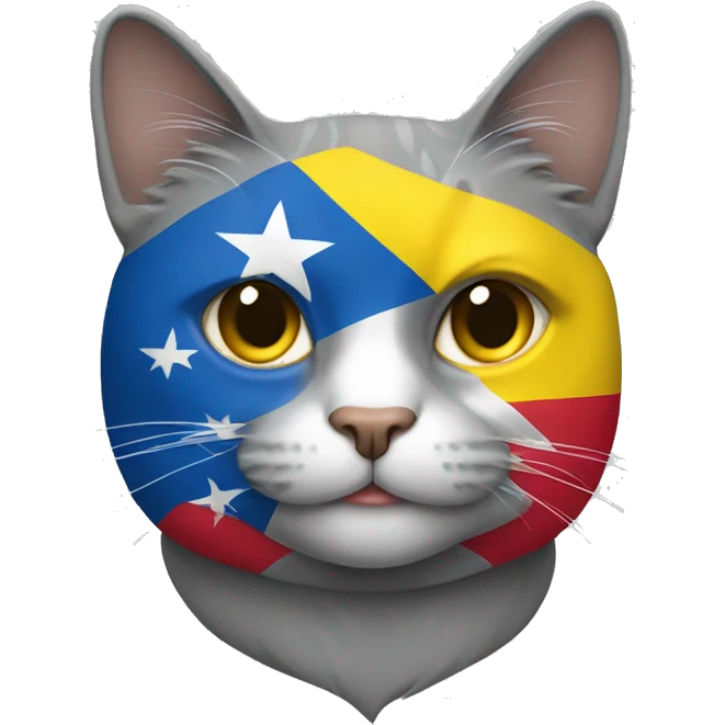 Un gato gris con la Bandera de colombia emoji