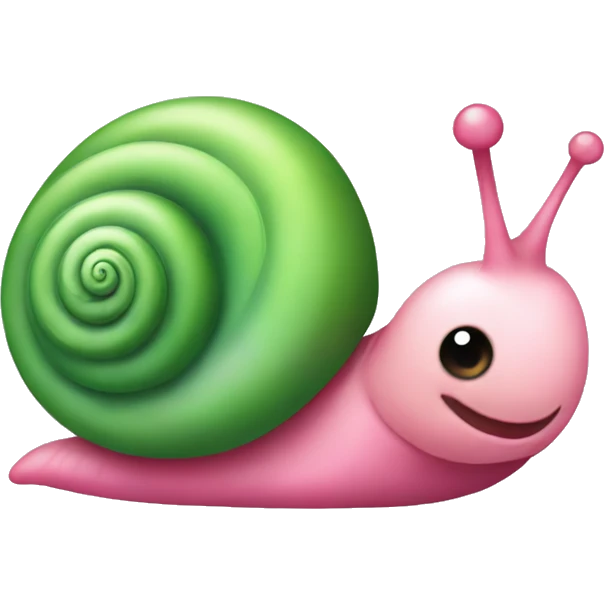 Cute pink and green snail emoji