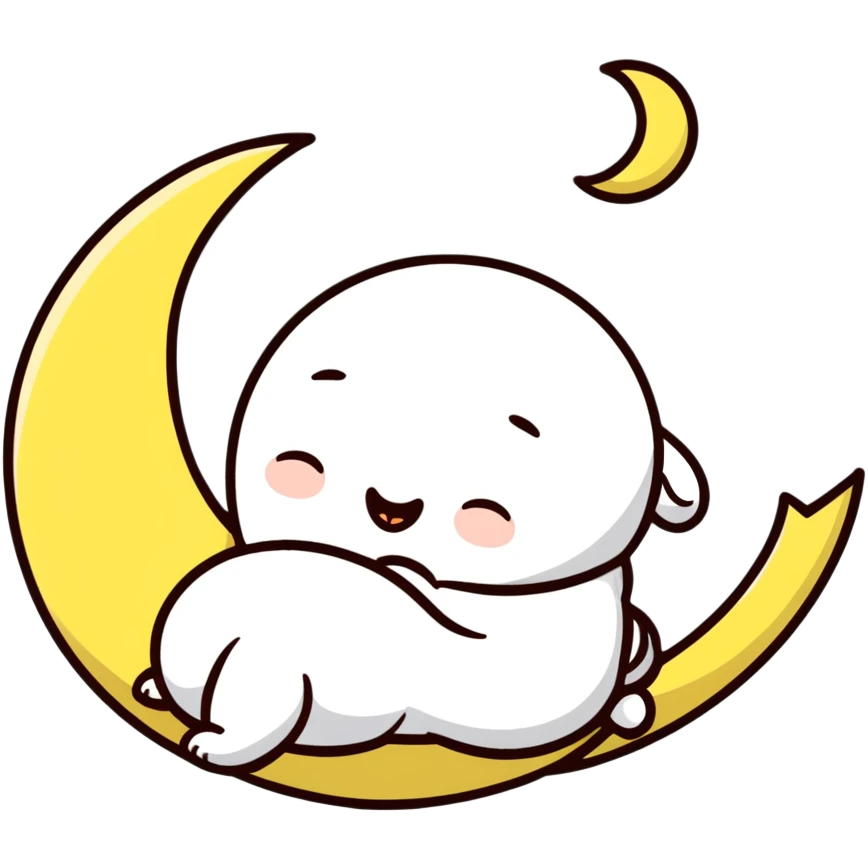 cute sleeping moon with nightcap and snoring emoji