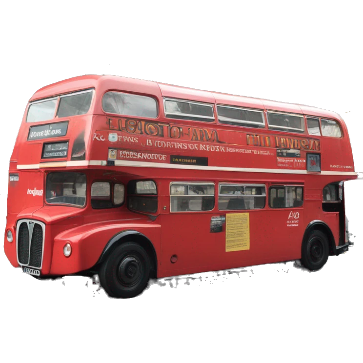 A Routemaster London Bus with Lawrence of Arabia Advert on the side.  emoji