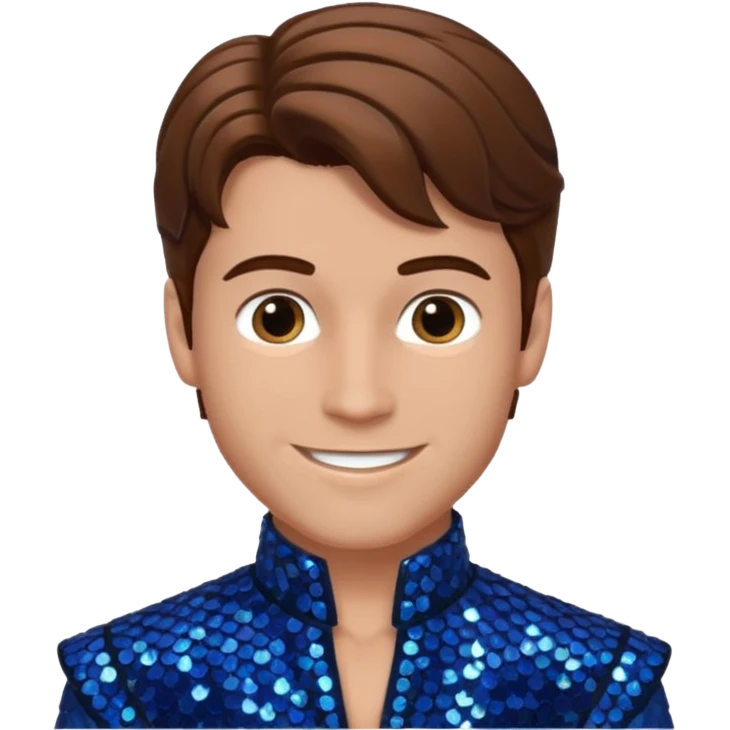 Prince Fiyero from the Wizard of Oz with brown hair, dark blue sequin outfit emoji