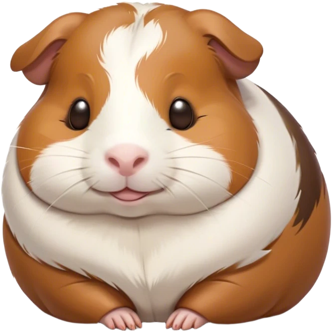 Meme-Worthy Cute Sleeping Brown and White Banded Guinea Pig Portrait Emoji, Head resting peacefully with a contented smile, showcasing a delightfully chubby build and a luxuriously soft banded fur of brown and white, eyes shut in a serene, cozy nap, Simplified yet hilariously adorable features, highly detailed, glowing with a soft, drowsy light, high shine, relaxed and utterly lovable, stylized with an air of playful laziness, bright and heartwarming, soft glowing outline, capturing the essence of a comically sleepy guinea pig, so meme-worthy it feels like it could instantly become the next viral sensation of adorable slumber! emoji