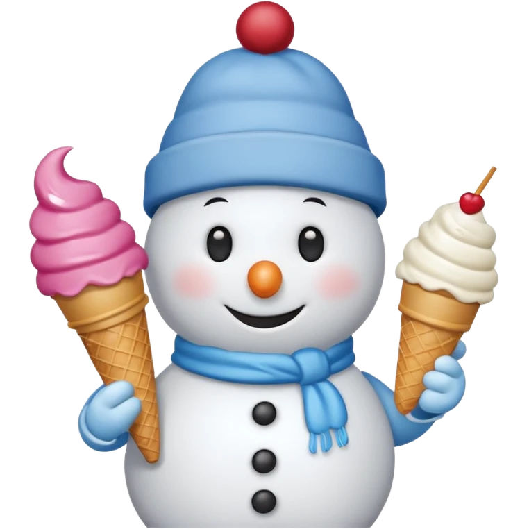 snowmen wearing cap with ice cream emoji