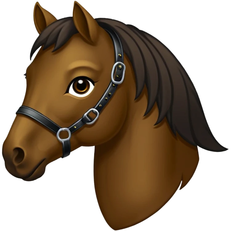 Spanisches dunkelbraunes Pferd mit langer schwarzer Mähne emoji