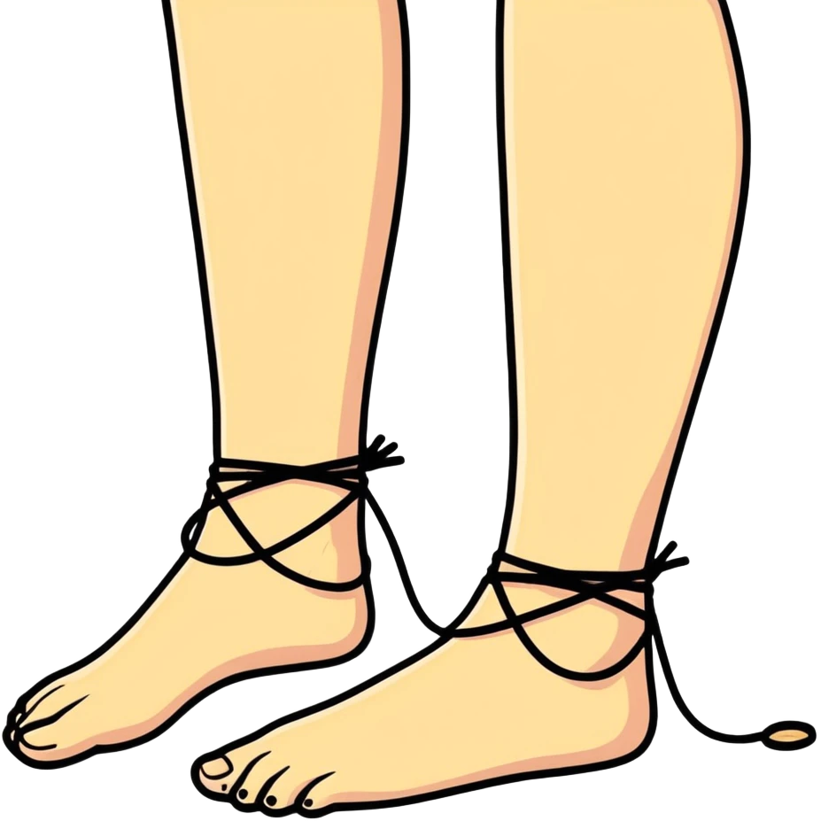Ankles tied together with rope emoji