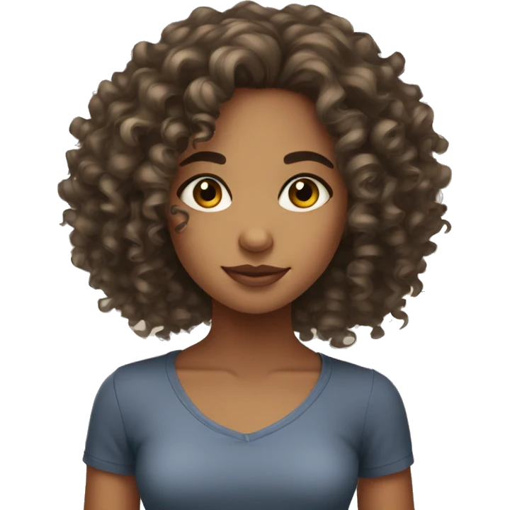 A mixed girl with curly hair and beautiful hair and eyes  emoji