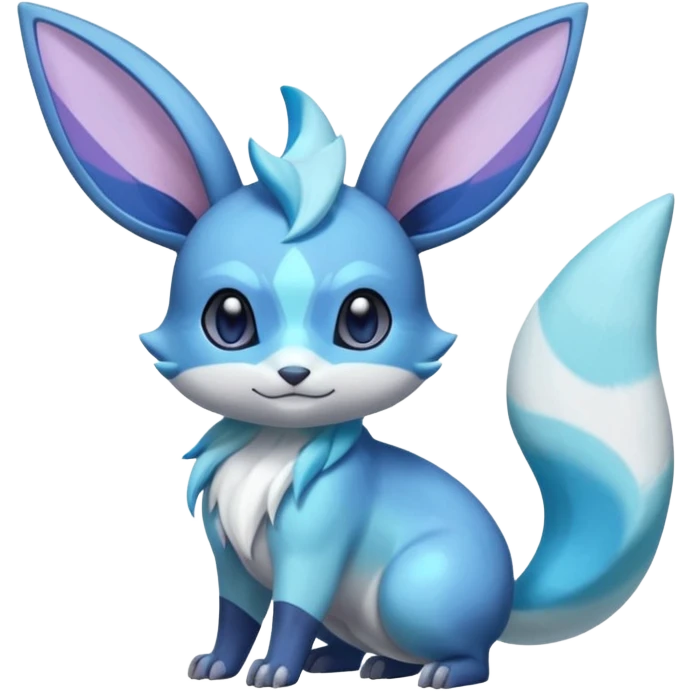Colorful Iridescent Exotic Minccino-Aurorus-Glaceon-Fakémon-hybrid-creature (full body)  emoji