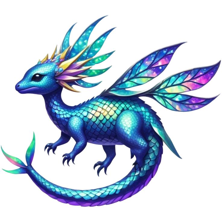 Shiny Exotic Nebulae Tropical Colorful Neon-colored Glittery Ethereal Sparkly Amaura-Aurorus-Fakémon-hybrid-creature (full body)  emoji
